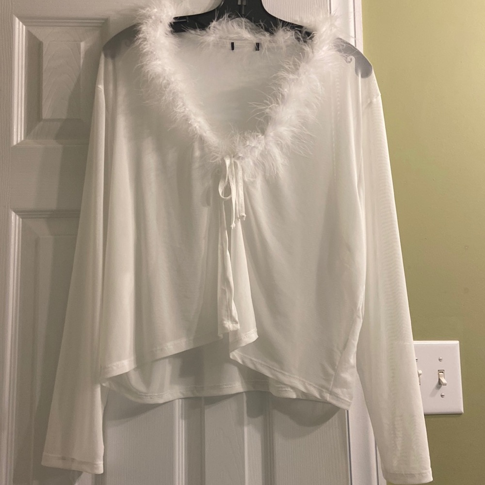 Vintage Sheer feathered tie Sweater